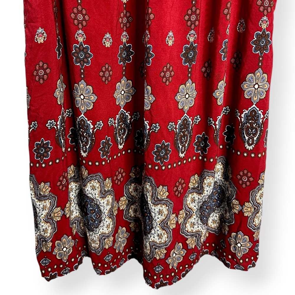 Ekouaer Womens Muu Muu House Dress Maroon Boho Floral Mandala Print Pockets Lg - Picture 6 of 11